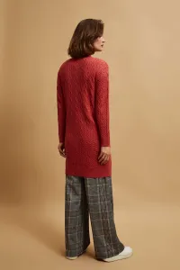Marisse Long Raspberry Cardigan