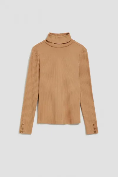 Marisse Ribbed Turtleneck Blouse
