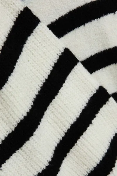 Marisse Pearl Black Striped Crew Neck Sweater