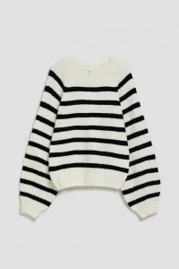 Marisse Pearl Black Striped Crew Neck Sweater