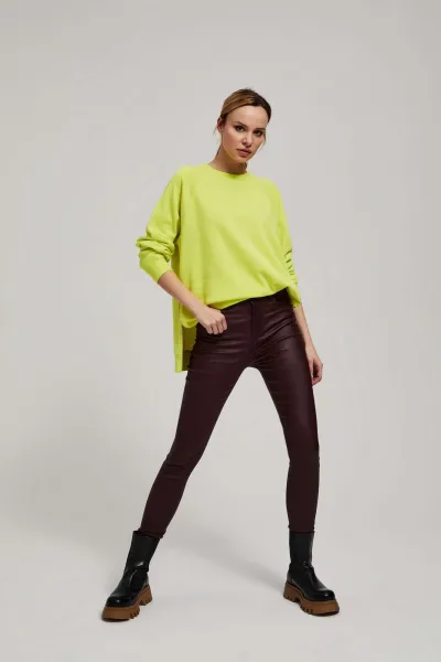 Marisse Waxed Skinny Trousers In Maroon