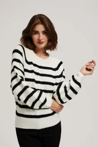 Marisse Pearl Black Striped Crew Neck Sweater