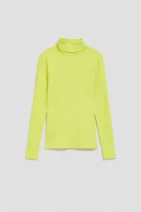 Marisse Lime Green Ribbed Turtleneck Blouse