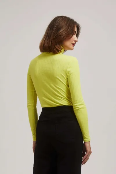 Marisse Lime Green Ribbed Turtleneck Blouse