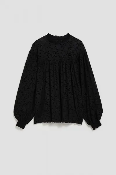 Marisse Black Puff Sleeve Shirt