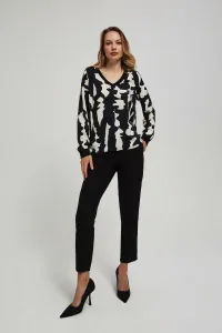 Marisse Patterned V-Neck Shirt, Black