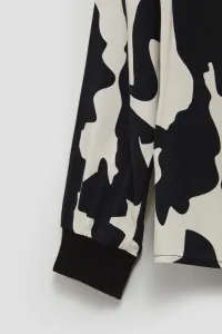 Marisse Patterned V-Neck Shirt, Black