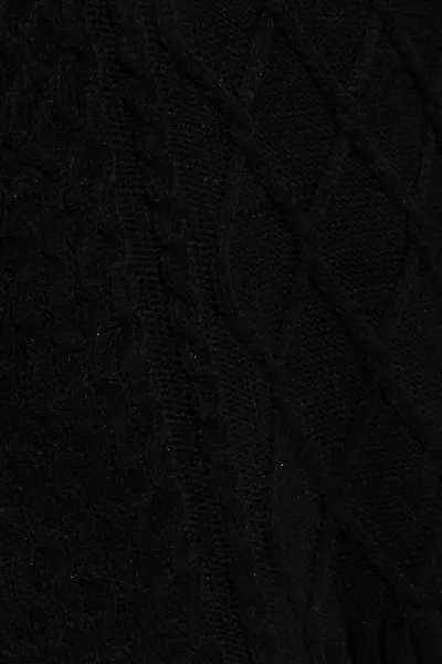 Marisse Black Long Sleeve Sweater With Decorative Weave