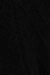 Marisse Black Long Sleeve Sweater With Decorative Weave