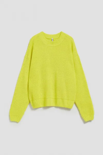 Marisse Lime Round Neck Sweater