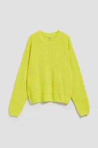 Marisse Lime Round Neck Sweater