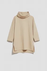Marisse Sand Wide Turtleneck Sweatshirt
