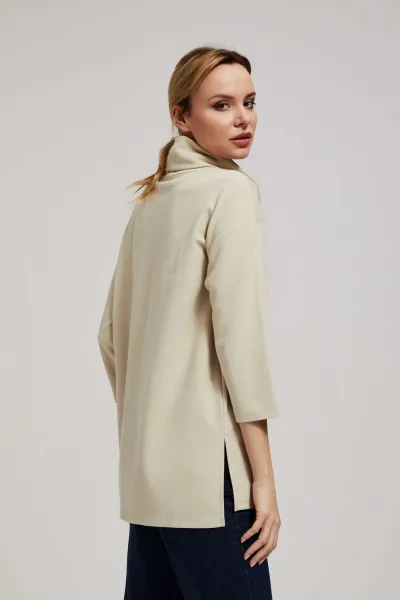 Marisse Sand Wide Turtleneck Sweatshirt