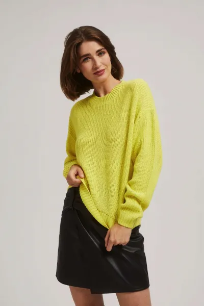 Marisse Lime Round Neck Sweater