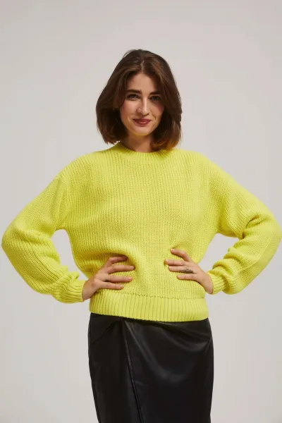 Marisse Lime Round Neck Sweater