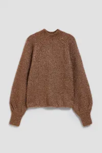 Marisse Turtleneck Sweater Decorated With Metallic Thread, Beige