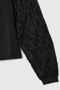 Marisse Black Blouse With Decorative Sleeves