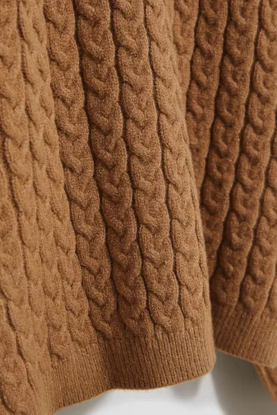 Marisse Dark Beige Turtleneck Sweater With Puffed Sleeves