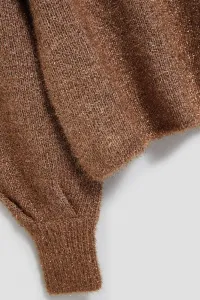 Marisse Turtleneck Sweater Decorated With Metallic Thread, Beige