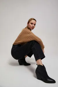 Marisse Dark Beige Turtleneck Sweater With Puffed Sleeves