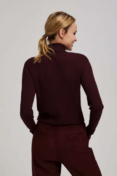 Marisse Thin Turtleneck Sweater, Chestnut