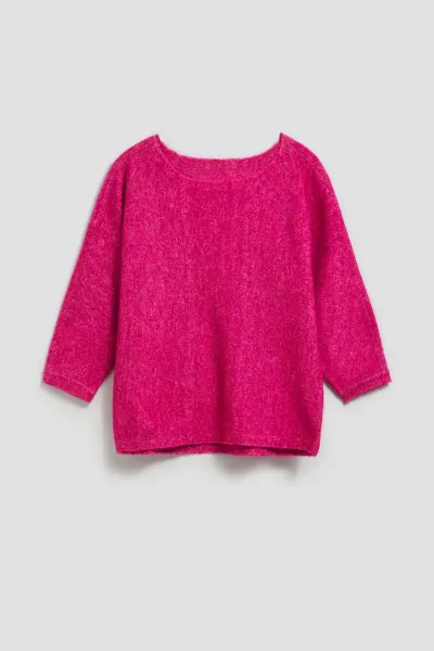 Marisse Fuchsia Sweater With 3/4 Sleeves