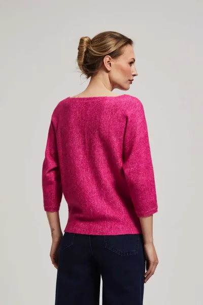 Marisse Fuchsia Sweater With 3/4 Sleeves