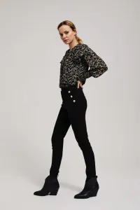 Marisse Patterned Shirt With A Tie At The Neckline, Black
