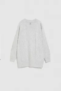 Marisse Light Gray Decorative Knit Sweater