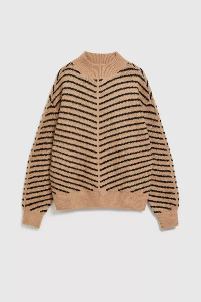 Marisse Beige And Black Striped Sweater