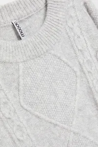 Marisse Light Gray Decorative Knit Sweater