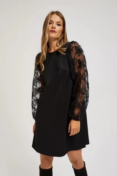 Marisse Dress With Openwork Sleeves