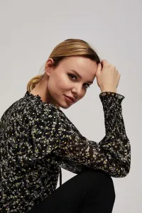Marisse Patterned Shirt With A Tie At The Neckline, Black