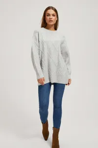 Marisse Light Gray Decorative Knit Sweater