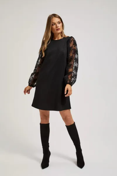 Marisse Dress With Openwork Sleeves