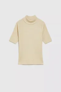 Marisse Turtleneck Sweater Decorated With Pearl Metallic Thread