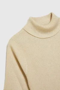 Marisse Turtleneck Sweater Decorated With Pearl Metallic Thread