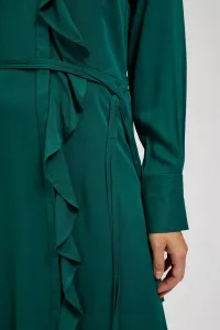 Marisse Emerald Midi Dress With Ruffles