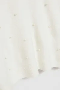 Marisse Pearl Beaded V-Neck Sweater