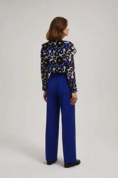 Marisse Blue Wide-Leg Creased Trousers