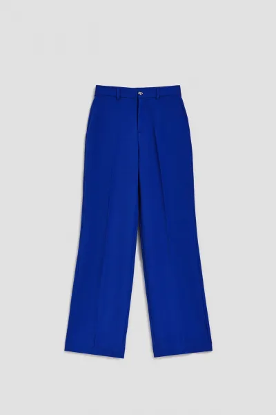 Marisse Blue Wide-Leg Creased Trousers