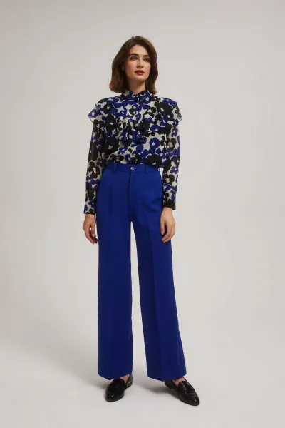 Marisse Blue Wide-Leg Creased Trousers