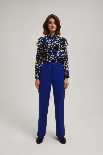 Marisse Blue Wide-Leg Creased Trousers
