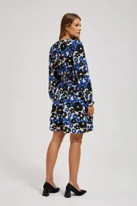 Marisse Blue Dress With A Flared Bottom And A Floral Pattern