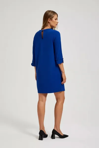 Marisse Trapeze Dress With 3/4 Sleeves, Blue