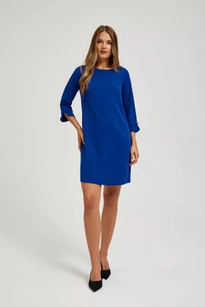 Marisse Trapeze Dress With 3/4 Sleeves, Blue