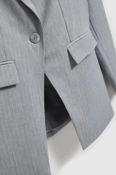 Marisse Single-Breasted Jacket With Delicate Gray Stripes