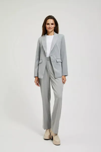 Marisse Single-Breasted Jacket With Delicate Gray Stripes