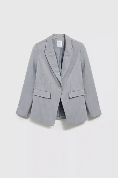 Marisse Single-Breasted Jacket With Delicate Gray Stripes