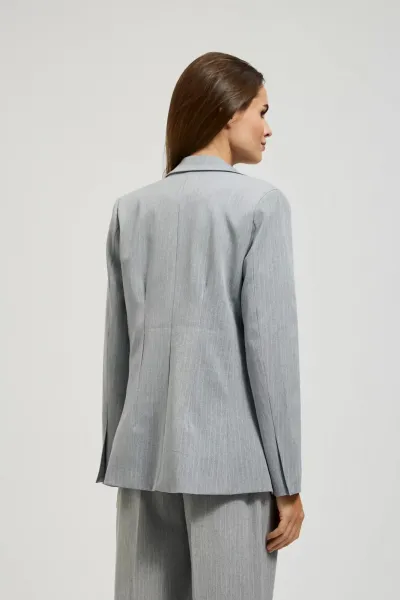 Marisse Single-Breasted Jacket With Delicate Gray Stripes